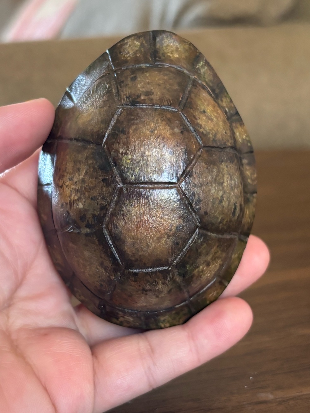 Buryl Franks Tulsa Oklahoma Hand Carved Wood Turtle Folk Art Signed Vintage